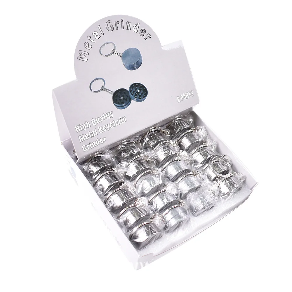 

Manufacturer's Source Metal Cigarette Grinder Zinc Alloy 30mm Two-layer Tobacco Grinder With Keychain, Black, gold, red, blue, green
