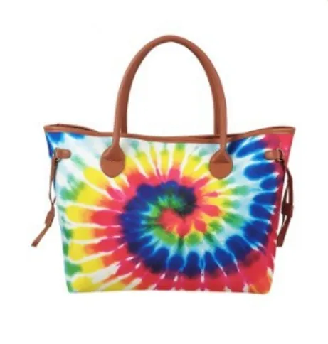 

Qetesh Wholesale Women's Tie-dye Large Capactity Canvas Shopping Bag, As pic