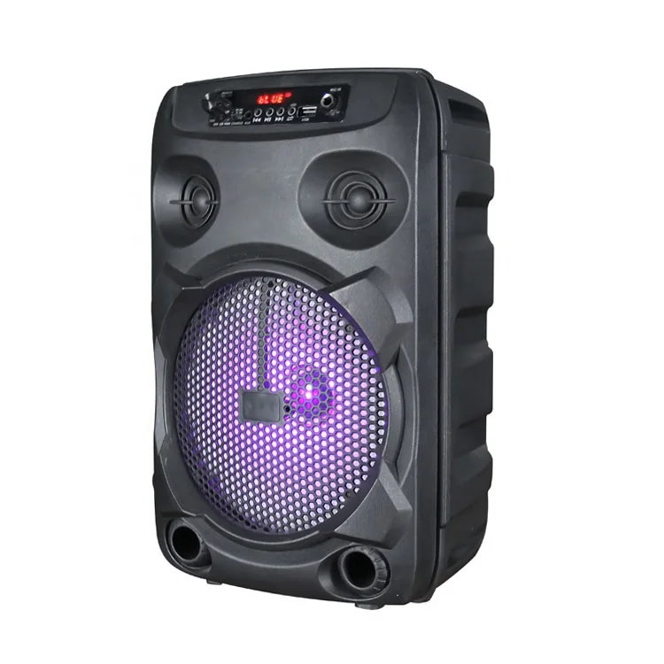 

Hot selling led light DJ wireless mini portable trolley speaker with rechargeable battery, Black