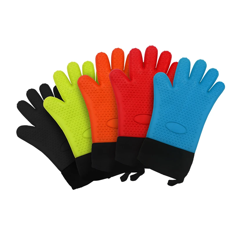 

5 Fingers Custom New Creative Dishwashing Gloves Reusable Cleaning Heat Resistance Silicone Insulated Gloves with Cotton, Red,orange,blue,green,black or custom color