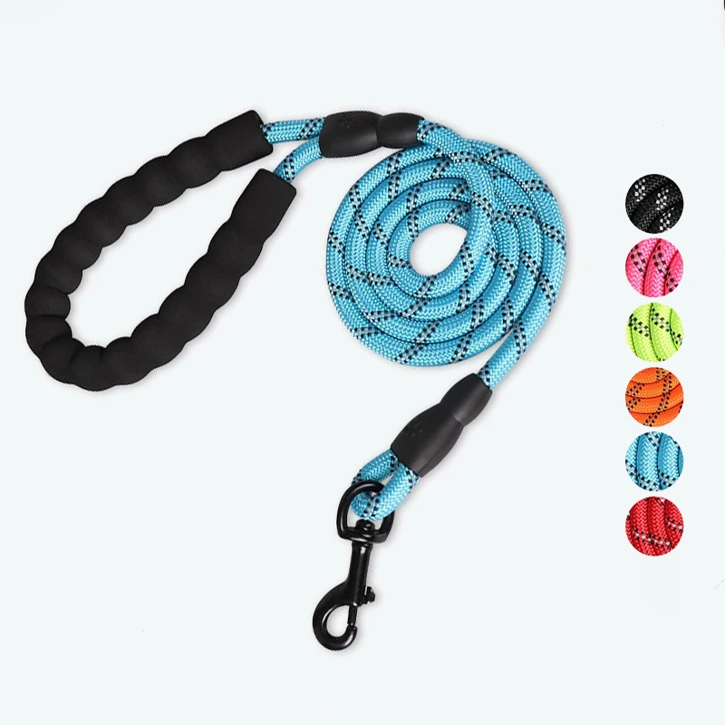 

Amazon Hot Sale Waterproof Reflective Nylon 5FT Strong Pet Leash Dog Lead Rope Dog Leash With Comfortable Padded Handle, 6 color