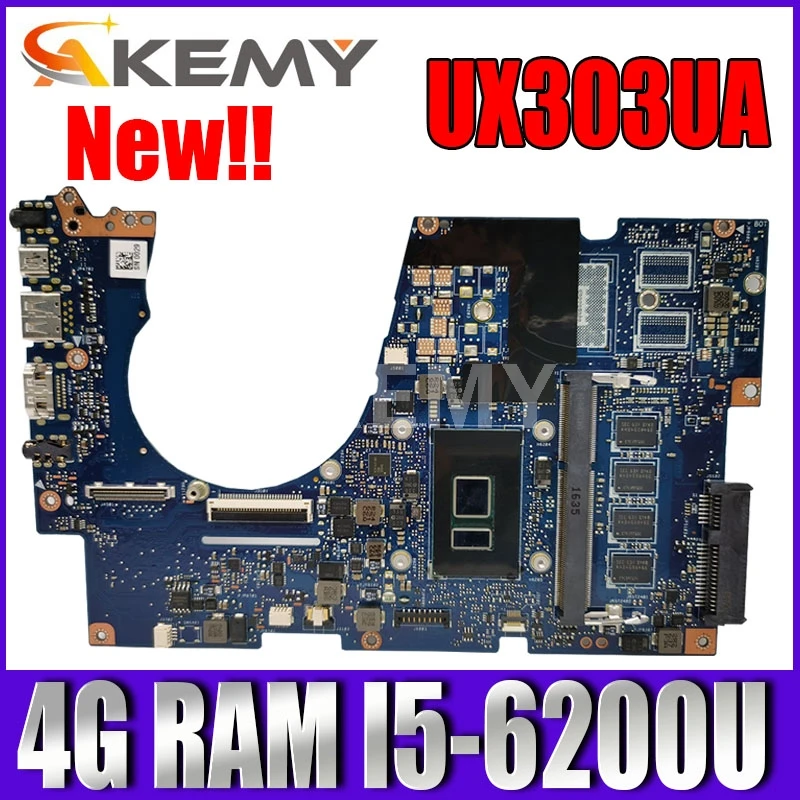 

Akmey UX303UA Motherboard For Asus ZenBook UX303UA UX303U UX303UB U303U Ultrabook motherboard UX303UA Mainboard i5-6200U 4GB RAM