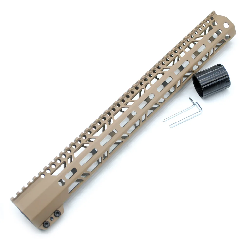 
New Clamp Style Low profile TAN/ FDE 17 inches .308/7.62 LR_308 DPMS M LOK Rail Mount System Ultra slim Free Float Handguard 