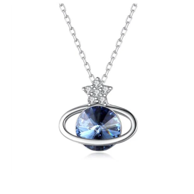 

shipping free crystal necklaces chains S925 Silver women crystal roaming interstellar crystal planet pendant necklace