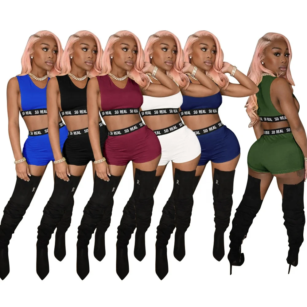 

Crop Top Two Piece Shorts Set Womens Fitness Booty Candy Shorts Sets For Women Two Piece