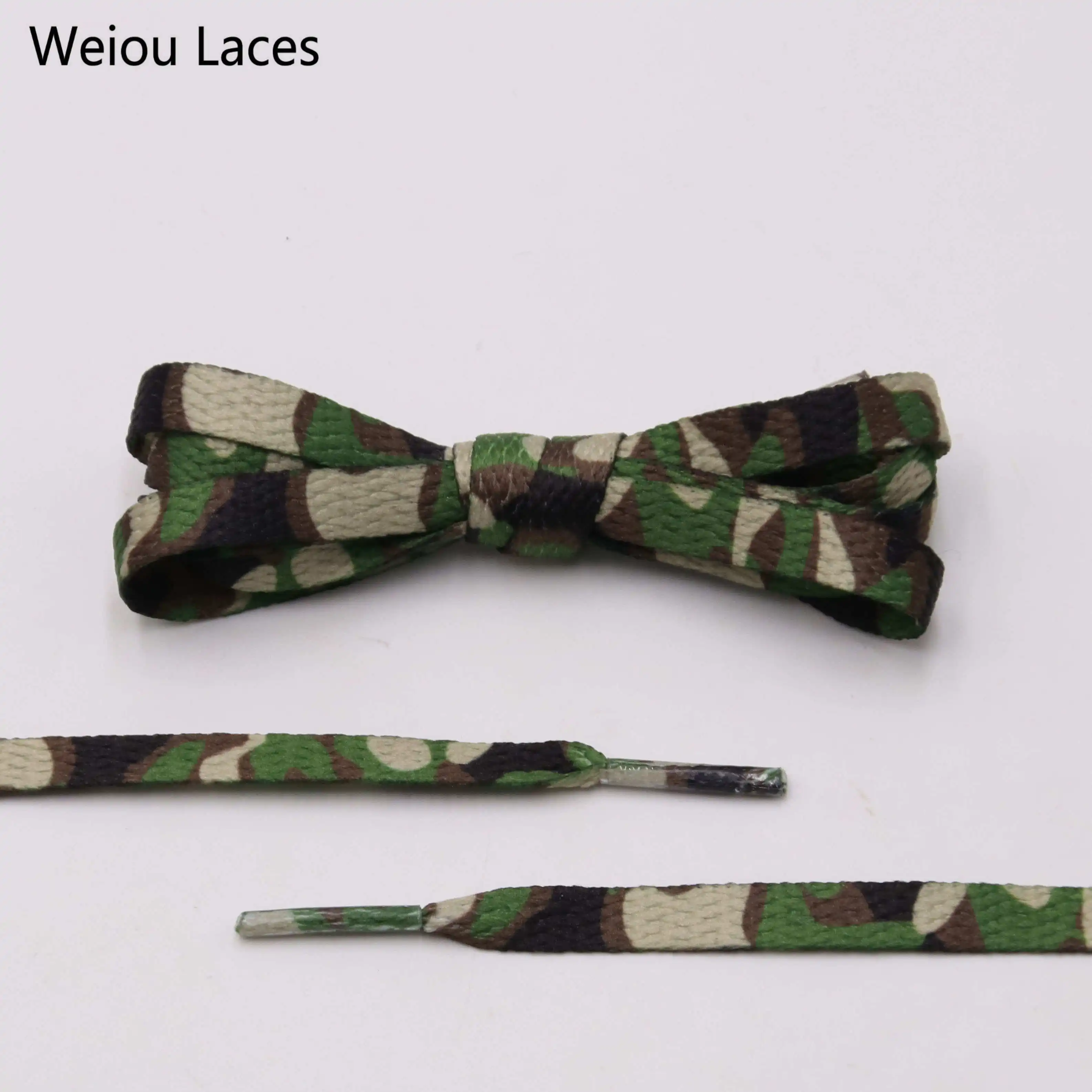 

Weiou Army Design Camouflage Shoelaces Heat Transfer Shoe Laces Flat Wide Plastic Tips Shoelaces, As picture, ,support customized color printing