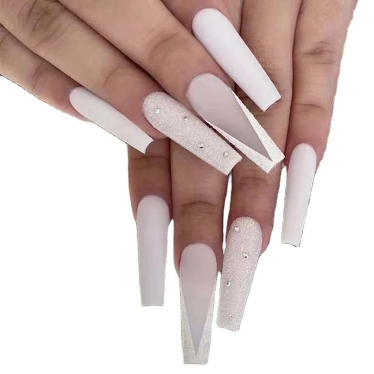 

2022 Hot Sale New Arrivals Ballerina False Nail Tips High Quality Press On Nail Extra Long Matte Coffin Fake Nail