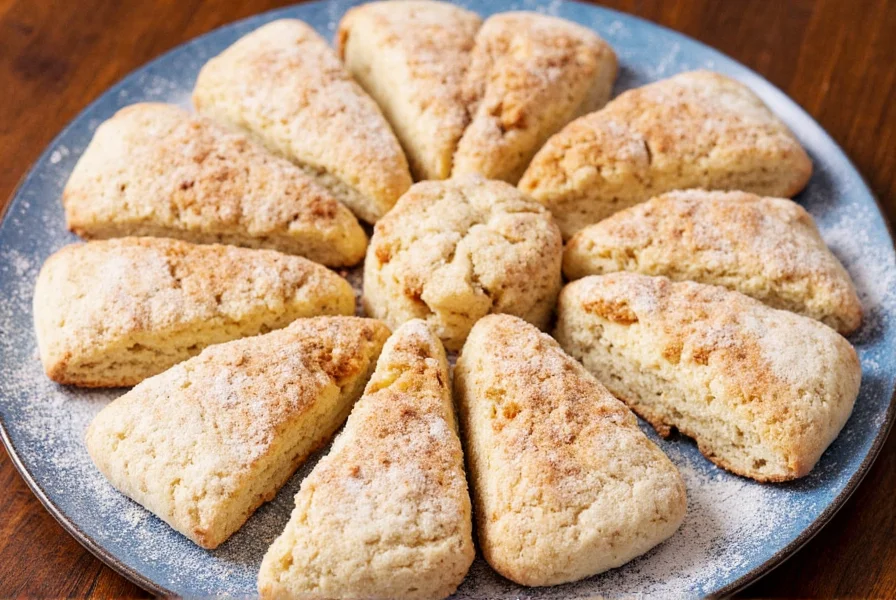 Freshly baked cinnamon scones cooling on a wire rack