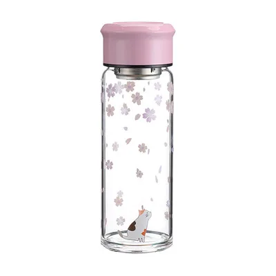 

Hot Sale 320ml Clear Glass Water Bottle with Tea Filter, As picture