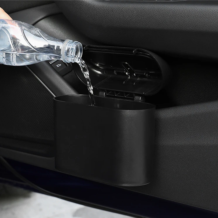 

Car Auto Garbage Trash Can Automotive Waste Storage Office Home Rubbish Bin for Vehicle Door with Clip Bilateral Cover, Black