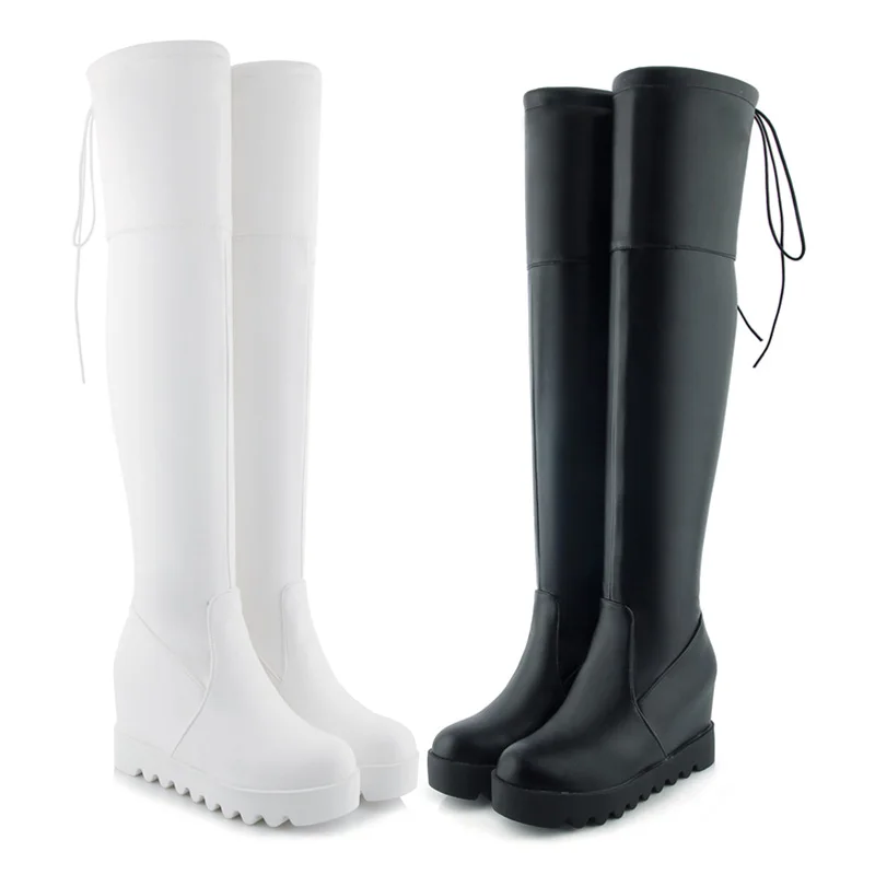 

Winter Round Head Waterproof Platform Anti-slip Fashion Over-the-Knee Wedges Boots
