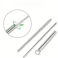 

Hot-sale portable stainless steel foldable drinking metal straw set reusable collapsible straw