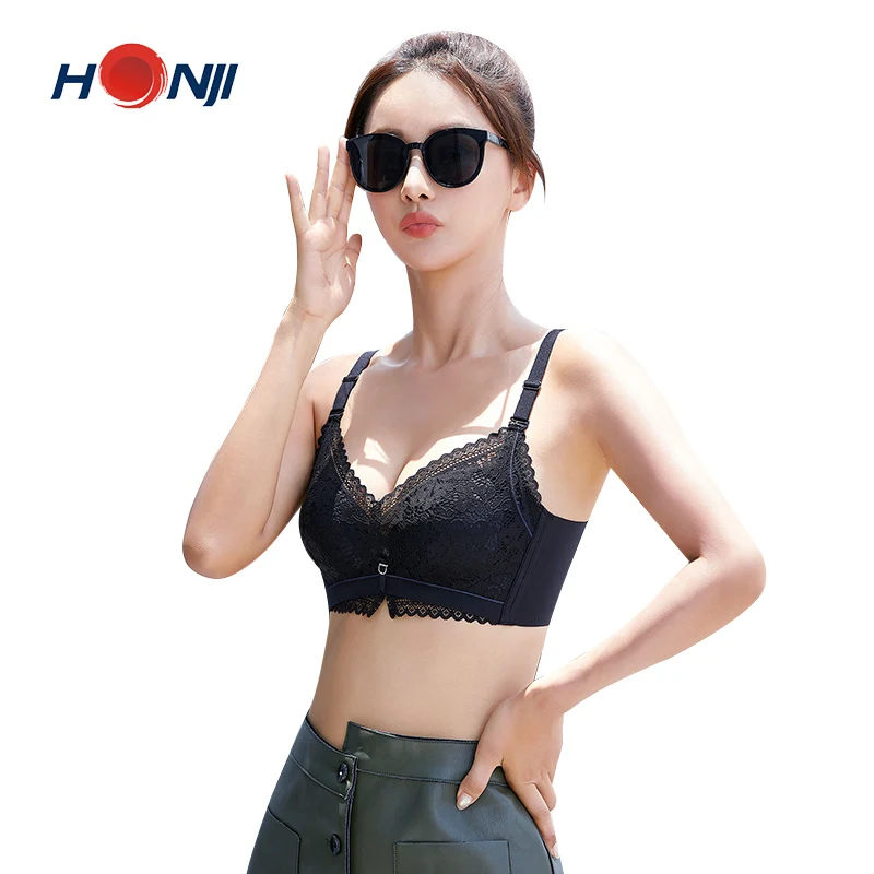 

New Generation Latex Material Wireless Houdan without Trace & Mark Design Breathable Comfortable Elegant Lace Sexy Lace-up Bra