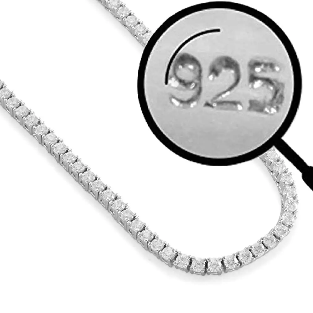 

Real S925 sterling silver 4mm tennis chain with AAAAA Cubic Zirconia diamond tennis necklace cz link