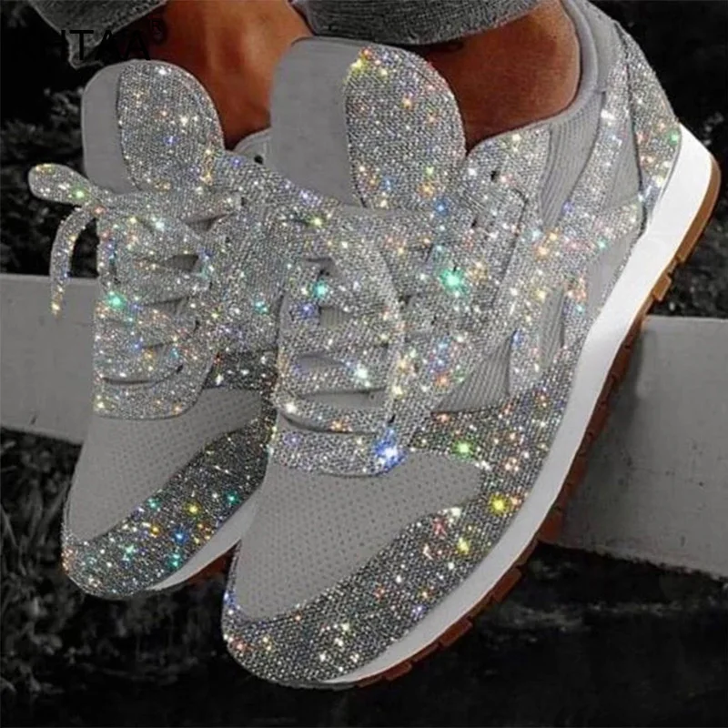 Fashion Mesh Flat Casual Shoes Glitter 