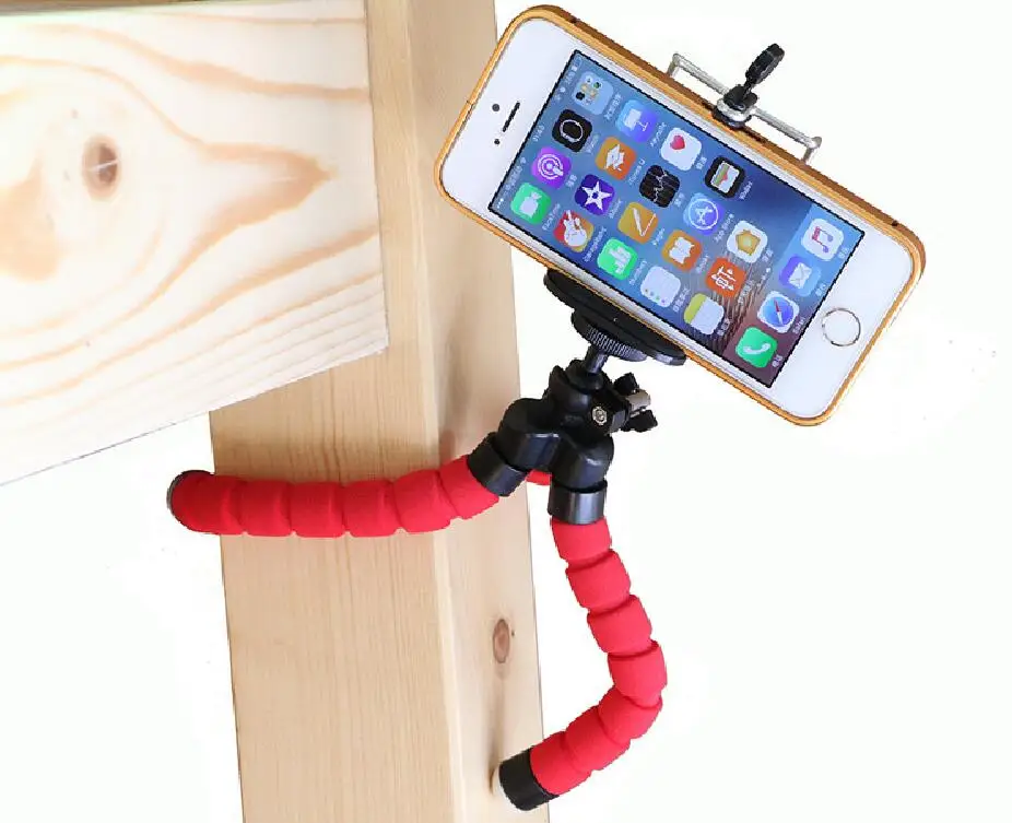

Upgraded Version Flexible Tripod Phone Holder Bracket for Cellphones Camera Selfie,With Holder+Tripod, Black+red+silver