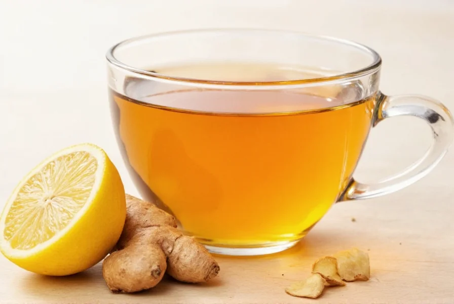 Steeping lemon and ginger tea in glass teapot