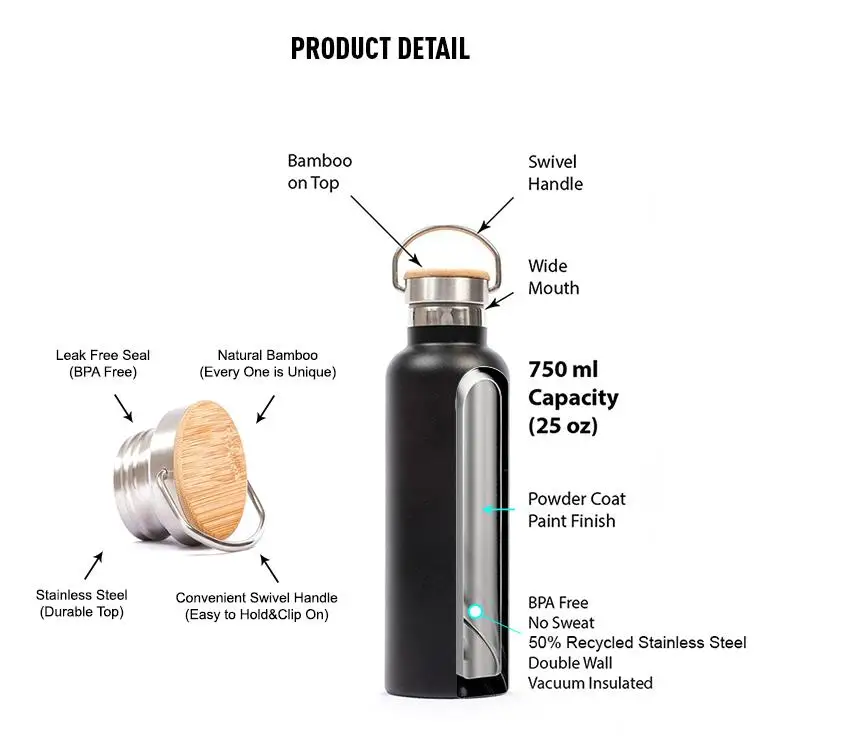 

2021 hot selling amazon BPA Free Stainless Steel Wide Mouth Sport Water Bottle/ Vacuum Thermos Insulated Flask Powder Coating, Customized color