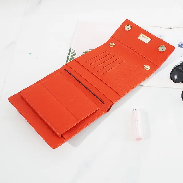 

Custom design high end real leather long chain cross bag side shoulder phone bags for girls shoulder, Red