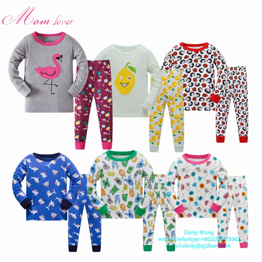 

100% cotton new designsleeping clothes cartoon pyjamas kids pajamas character sleepwear 2 pcs girl cute unicorn kids pajamas set, Picture