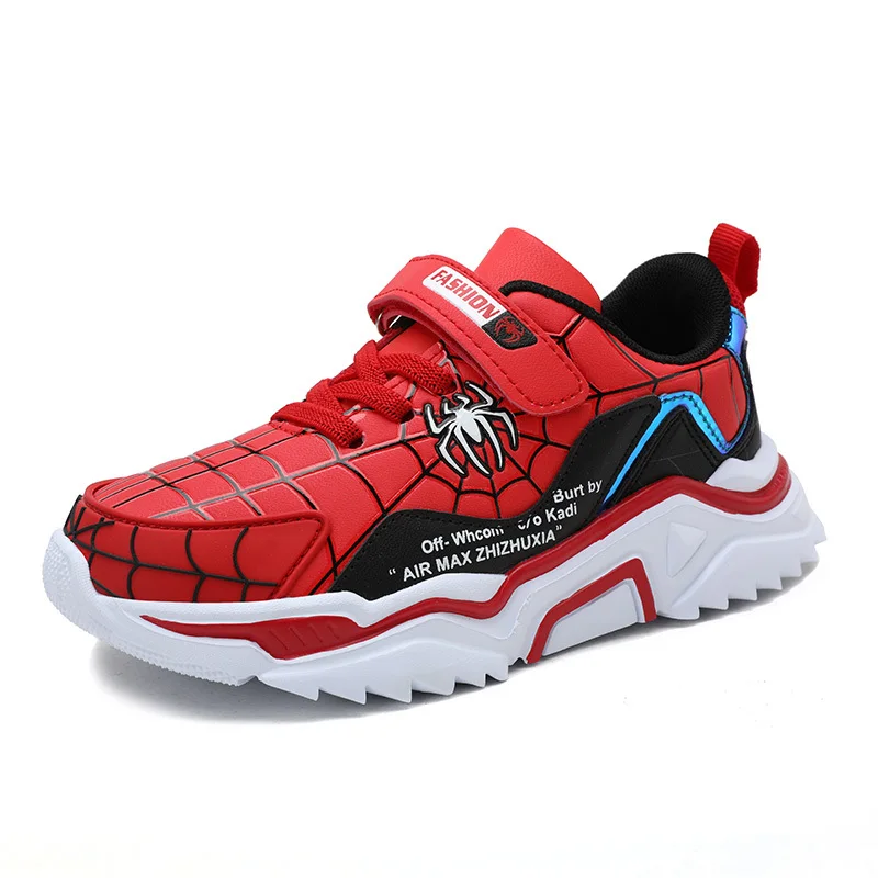

Hot selling Spider hero man leather sneaker winter kids shoes for kids boys, White,beige,black