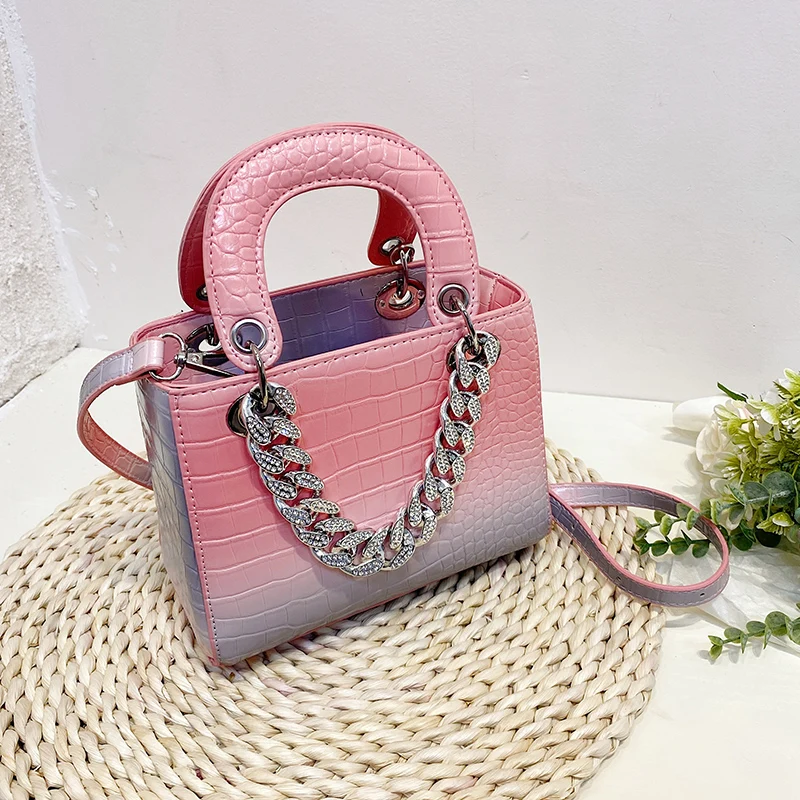 

Gradient color bag female 2021 new trendy crossbody bag luxury design fashion handbags small square bag, Customizable