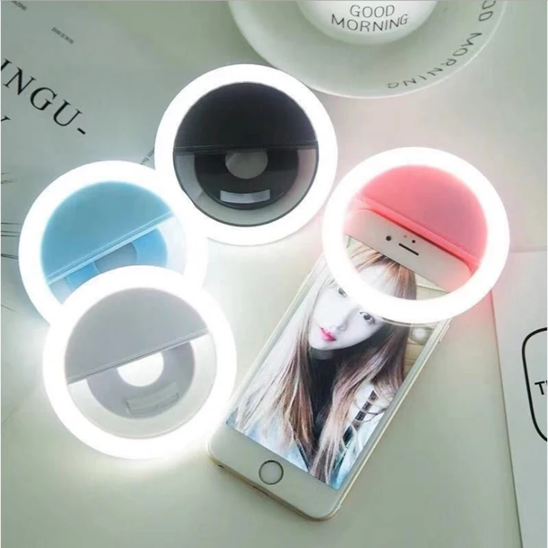 

Clip on 36 led 3 Dimmable Modes Rechargeable Mini LED Custom Camera Lights Selfie Light Phone Ring Light Selfie, Black/white/pink/blue