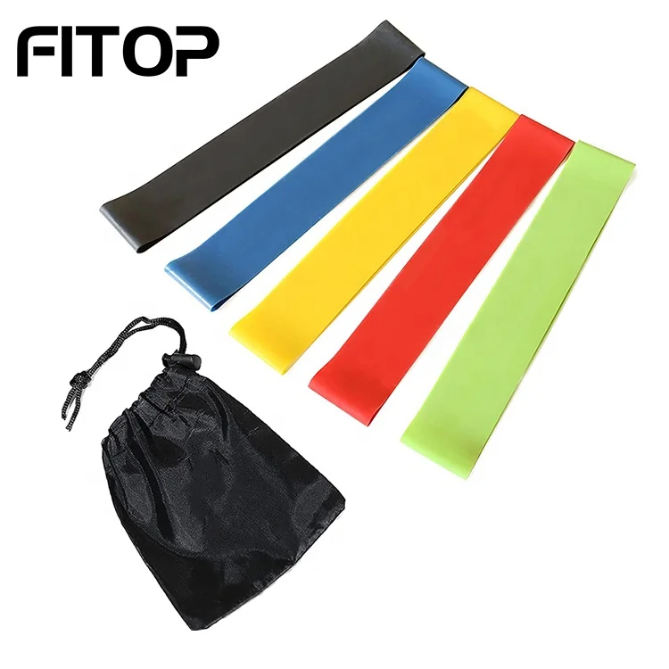 

Fitness latex booty elastic bands set with 5 resistance levels exercise for legs and butt, Green/red/yellow/blue/black