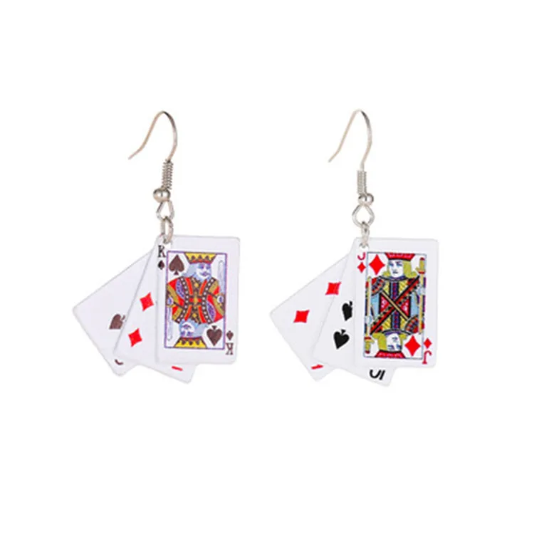 

New Fashion Creative pPlaying Cards Cool Unique Earrings Handmade Drop Earring For Women, Picture