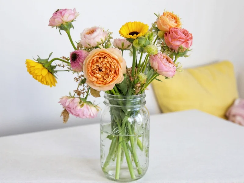 Seasonal flowers for diy arrangements in mason jar