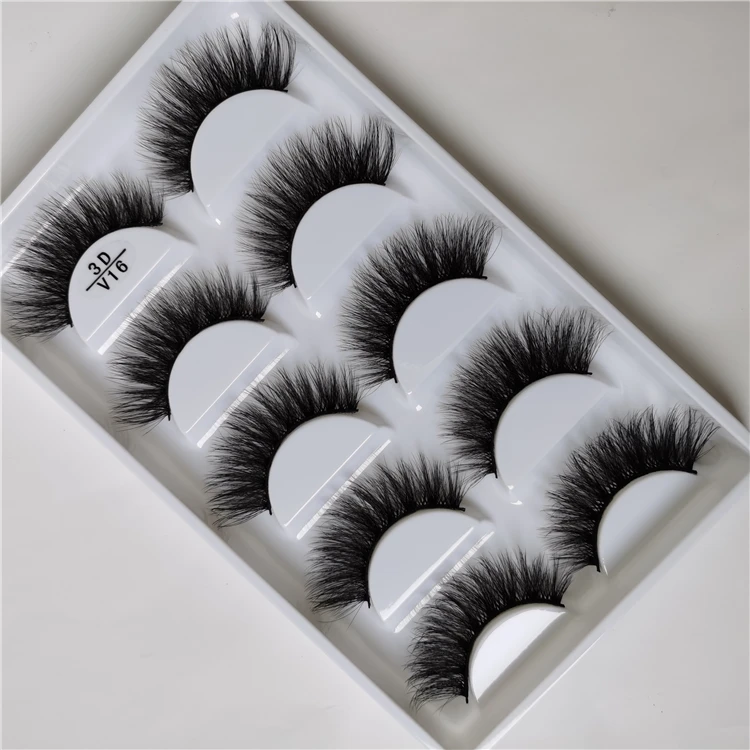 

5 pairs of 3d faux mink eyelashes vendor wholesale siberia fake mink false eyelashes with custom Private Label