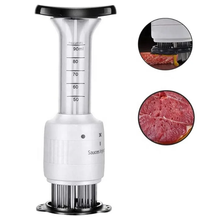 

Stainless Steel Meat Tenderizer with 30 Needles Flavor Marinade Meat Sauces Injector Syringe for Steak Turkey Pork Chicken