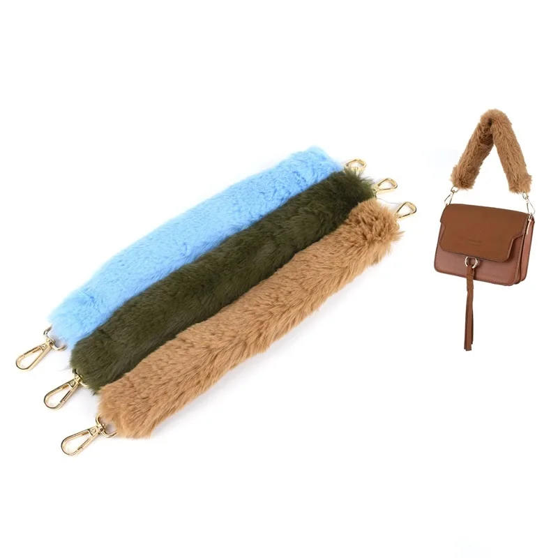 

Meetee F-S001 40cm Single Shoulder Messenger Portable Plush Belt Handbag Chain Accessories Fur Bag Strap, Color