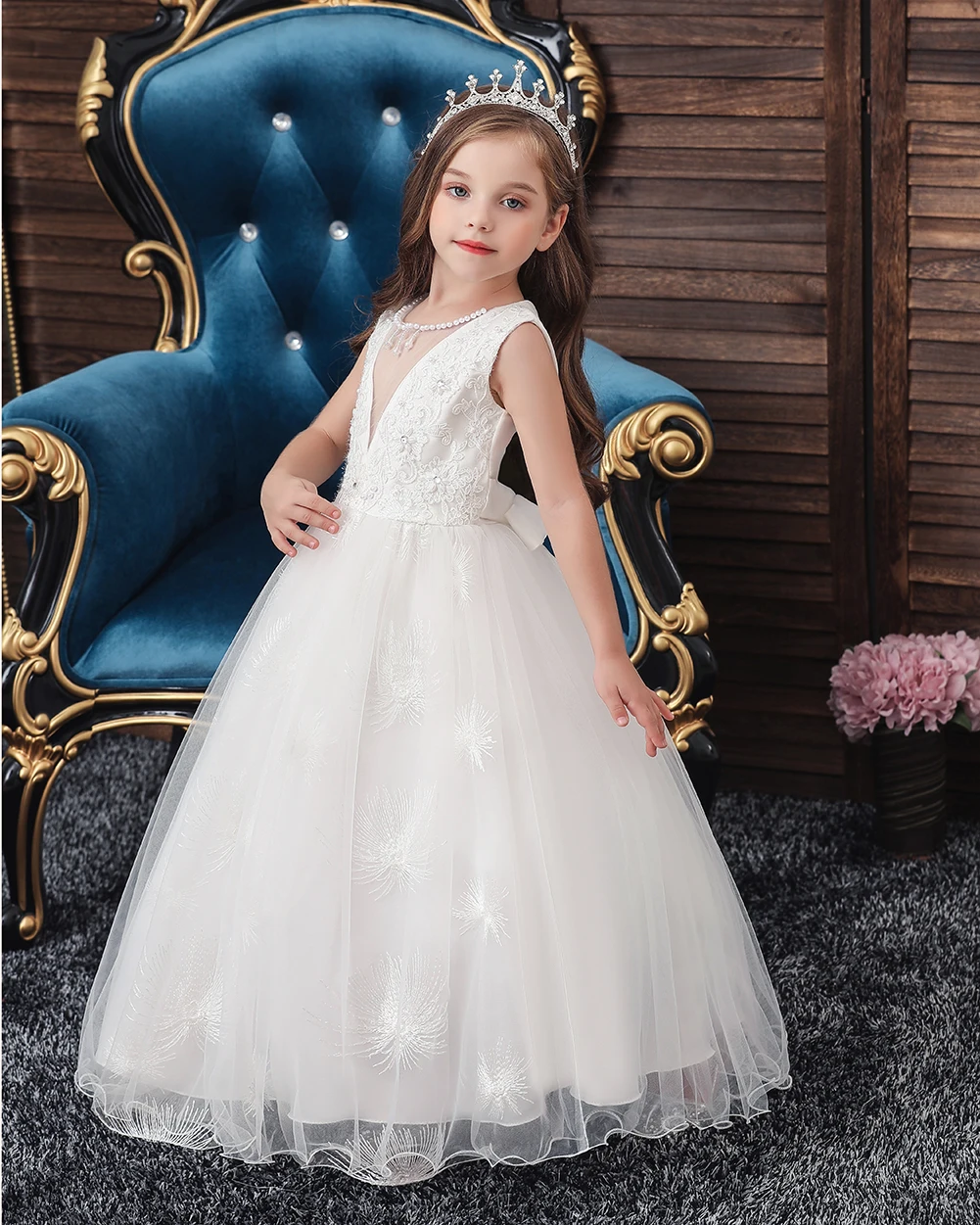 Girls Wedding Dress Patterns For Princess Elegant Beautiful Embroidery Long  Dress Pettiskirt For Birthday Party Kids Gown - Buy Party Dresses For  Girls,Girls Puffy Dresses,Kids Wedding Dresses For Girls Product on  