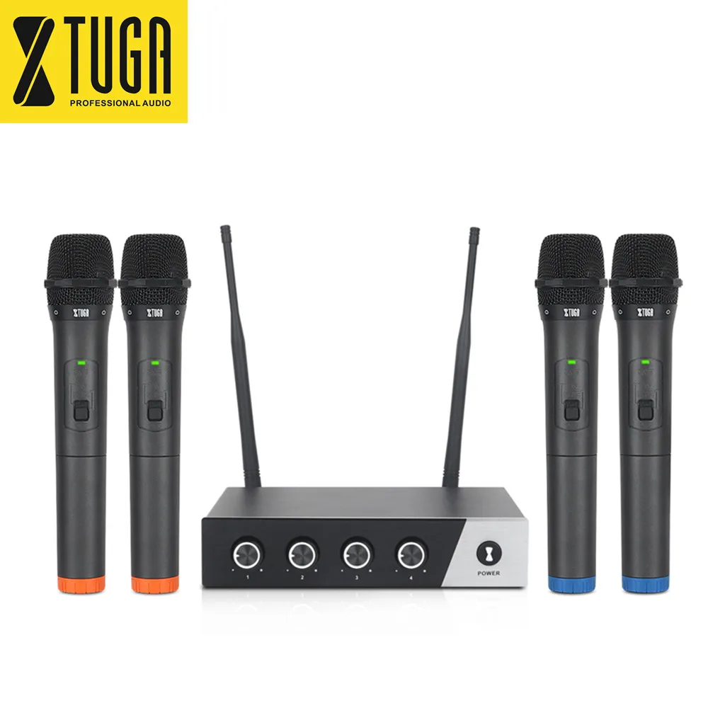 

S400 high-quality wireless mic system with four handheld 4-channel UHF microphone sets, Black