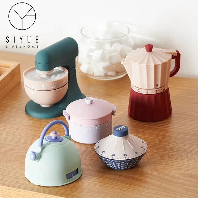 

New Design Novelty 60 Minute Cute Mini Mechanical Kitchen Timer 1358, Grey,orangle,light green,red