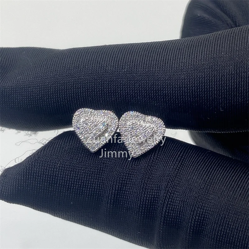 

Stock Ready To Ship Iced Out VVS Moissanite Diamond HipHop Popular 925 Sterling Silver Style Mens Stud Earrings