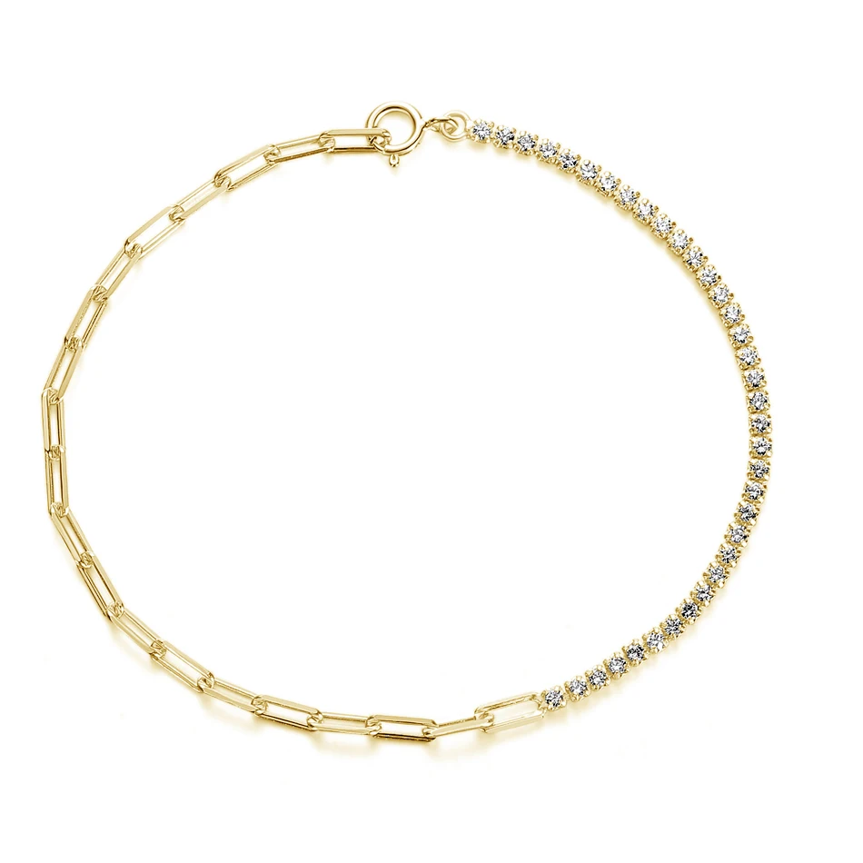 

Hot Selling 18K Gold Plated jewelry 925 Sterling Silver Cubic Zircon Charms Hinged Tennis Bracelet For Women, Customized color