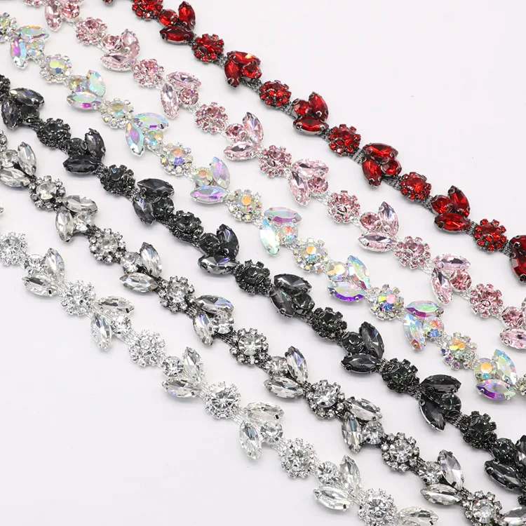 

7*12mm Navette Claw rhinestone trimming Wholesale sew on crystal rhinestone chain