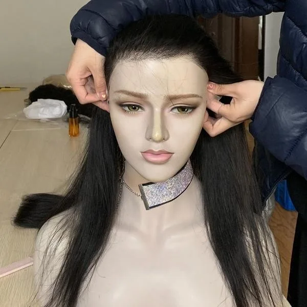 virgin cuticle aligned human silky  hair  extension curly  hd swiss  lace frontal  wigs with baby hair