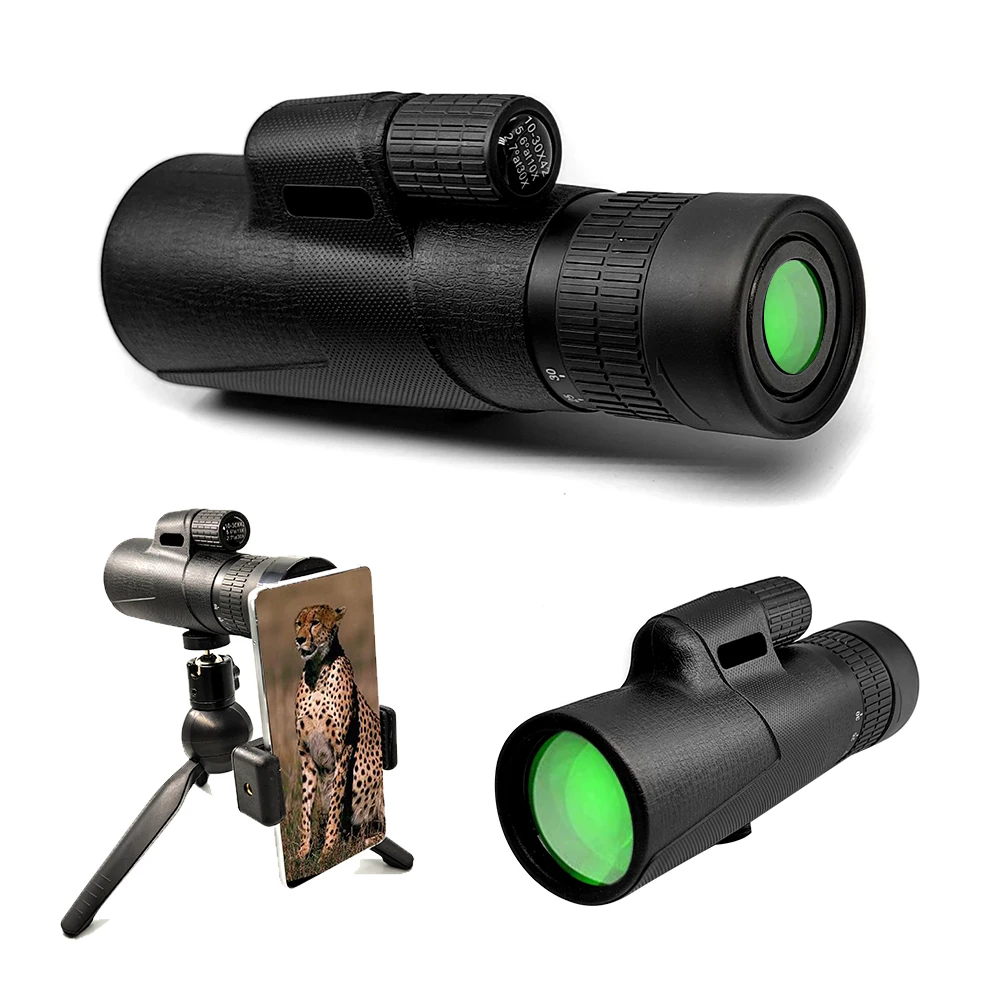 

10-30x42 High Definition Variable Zoom Monocular Telescope with Mobile Phone Adjustable Zoom for Wildlife Camping