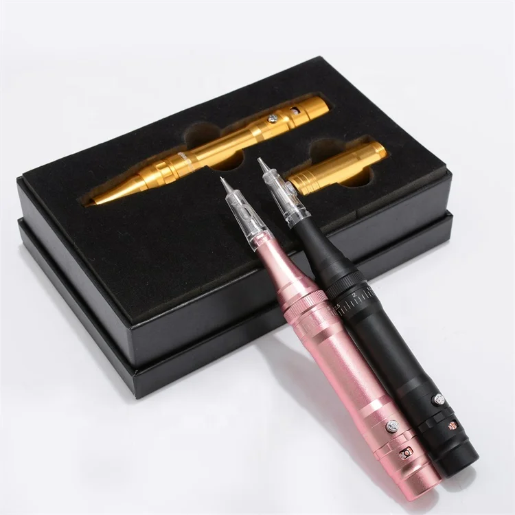 

Wireless Cordless Semi Permanent Makeup PMU MTS Tattoo Pen Machine with Battery Microblading Supply for Eyebrow ombre powder, Rose gold/black/silver/gold/light gold