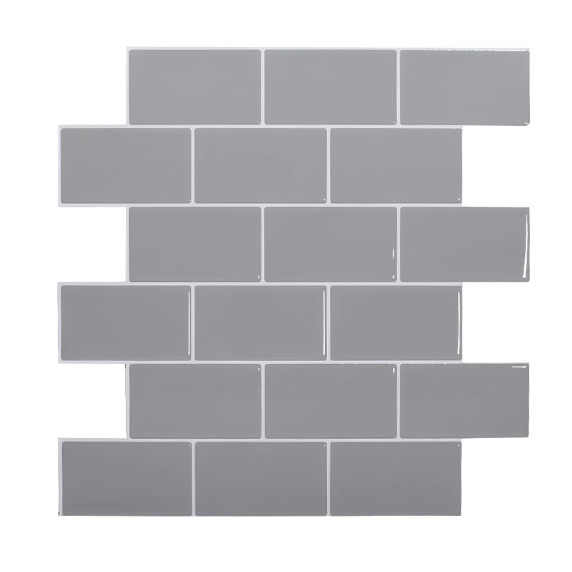 

12 x 12 Inch Peel and Stick Wallpaper Gray Subway Wall Tile Backsplash Kitchen Bathroom Wall Decor