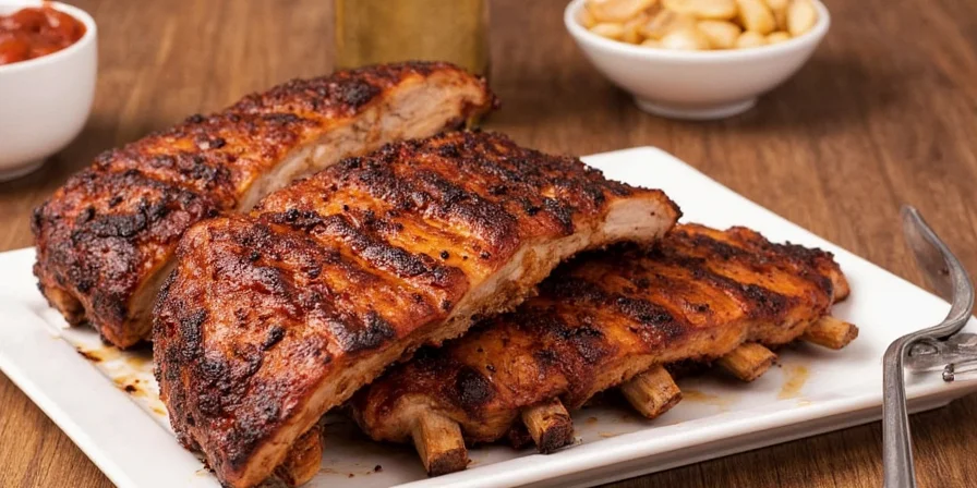 Slow smoked ribs on a grill