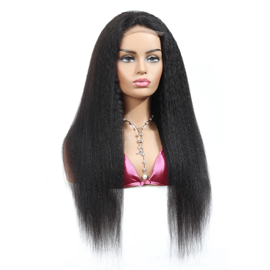 

Cuticle Aligned Kinky Straight Yaky Wig Women 13X4 Closure Lace Wig Human Hair Closure Wig, Pic showed