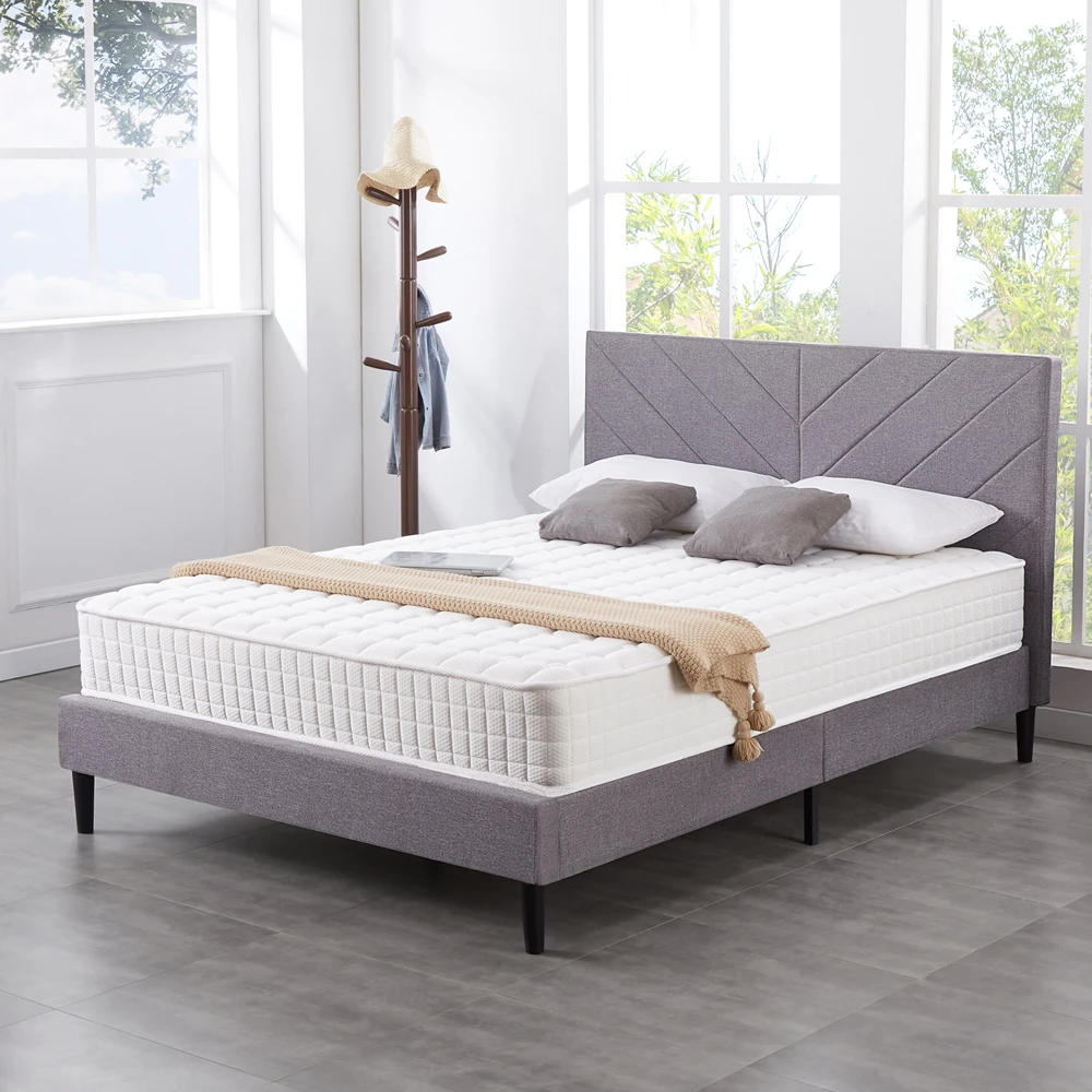 

Comfort bedroom furniture grey color bed frame OEM hotel queen bed