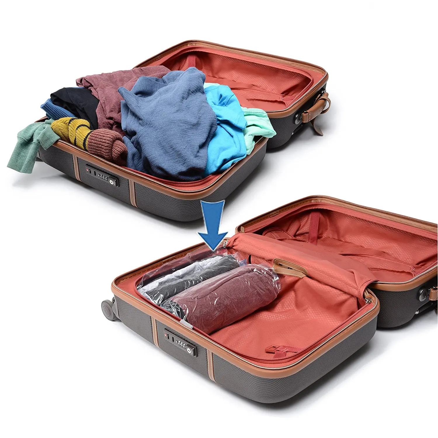 Use Without Air Pump Space Saver Travel Compress Vacuum Rollup Storage