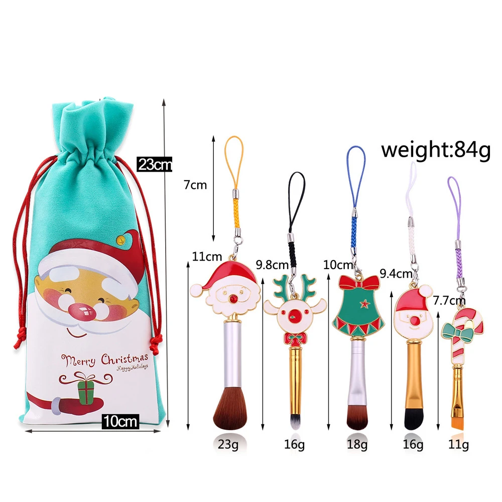 

Christmas makeup brush hanging rope design makeup brush children's make up kit with flannel bag