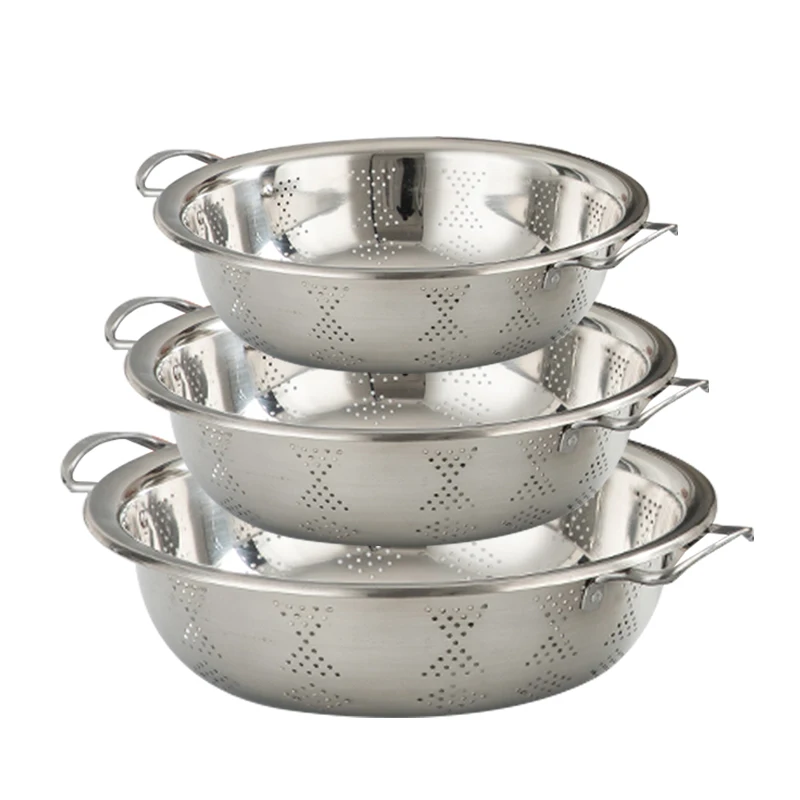 

Factory Supply Stainless Steel Sink Colander Strainer Basket Stainless Steel Colander Bowl For Rice And Vegetable, Natural color