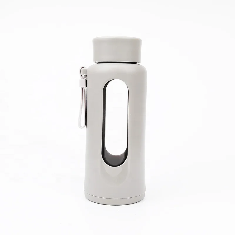 

Japan Design Amazon Top Sale double Wall Eco friendly Outdoor Camping Cold glass water bottle with handle, Customized color